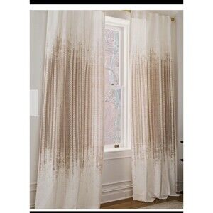West Elm Echo Print Gold Dust 48x84” Per Panel Drapes Curtains